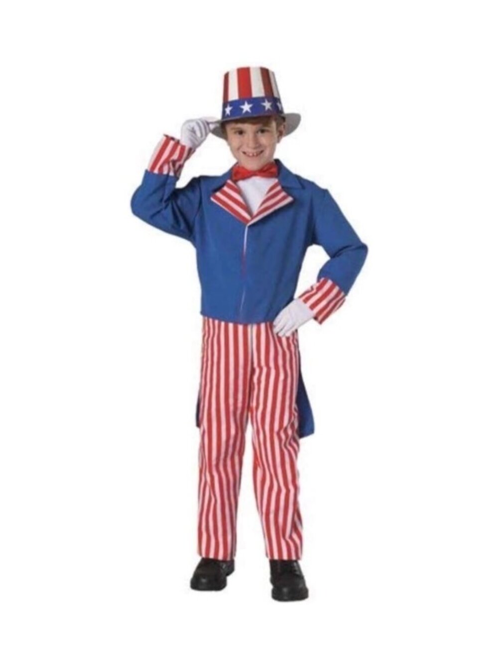 4th of July American Hero Uncle Sam Halloween Costume Sz Kid Medium 8-10 5-7 yrs